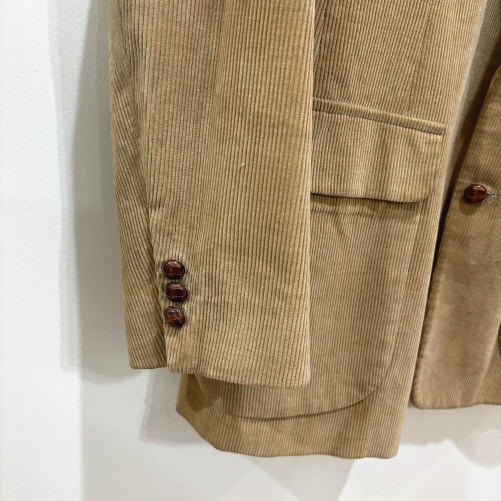 VTG Joe Namath Corduroy Blazer Men 42R 2-Button Camel Tan Classic Retro Academia - Picture 4 of 14